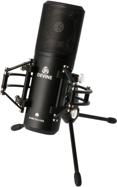 USB-microfoon - incl. statief, kabel en lessen - Zwart Devine M-Mic PRO