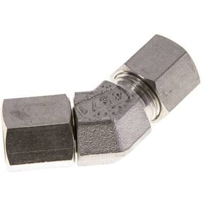 8S RVS 45gr L-stuk Snijringkoppeling Draaidoorvoer 630bar FKM O-ring en Afdichtconus Verstelbaar ISO 8434-1