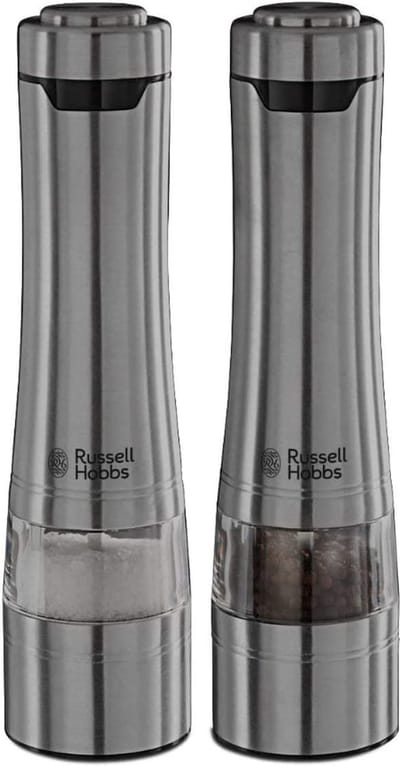 Russell Hobbs Classics Peper- en Zoutmolen (Electrische, Keramische Maalmolens, Verlichte Voet, RVS)