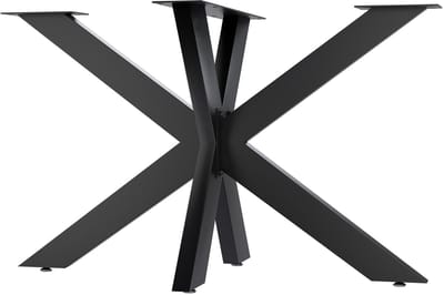 CLP Biloxi tafelpoten - metaal - voor doe-het-zelf - Hoogte 71 cm - Stervormig tafelframe van gepoedercoat staal - zwart 120x68 cm