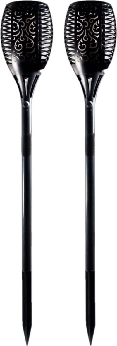 Set van 2x stuks solar tuinlampen/fakkels met vlameffect op zonne-energie 58 cm