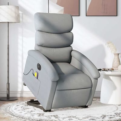 vidaXL - Sta-op-massagestoel - elektrisch - verstelbaar - stof - lichtgrijs