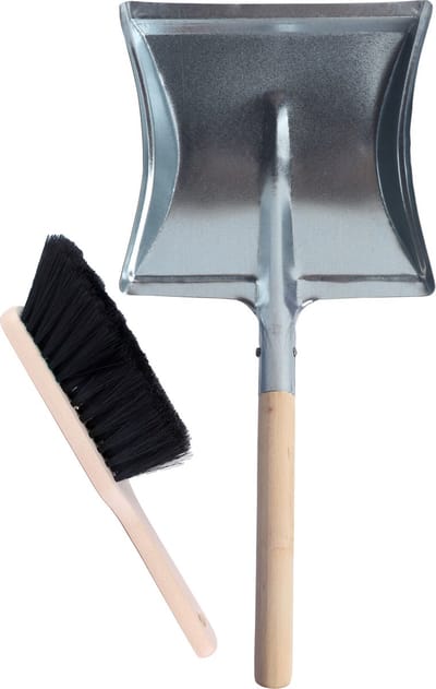 Garronda Veegset – Metalen Stofblik met Houten Handvat – Inclusief Handveger – Zwart/Zilver