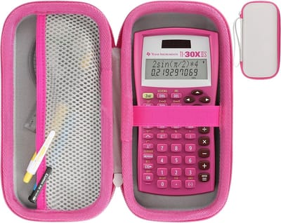 Duurzame hard case voor wetenschappelijke rekenmachines zoals TI-30XS, TI-30X Pro en TI-36X PRO - Bescherming, stijl en functionaliteit (Wit + Roze)
