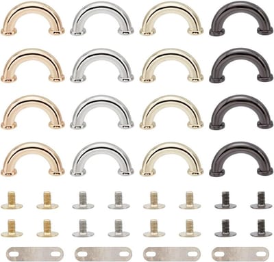 16 Sets Metaal D-ring Connector voor Handtassen, 4 Kleuren, Dikke Handtas Ketting Beugels met Schroef voor Leerbewerking en Tasaccessoires, 3.1 x