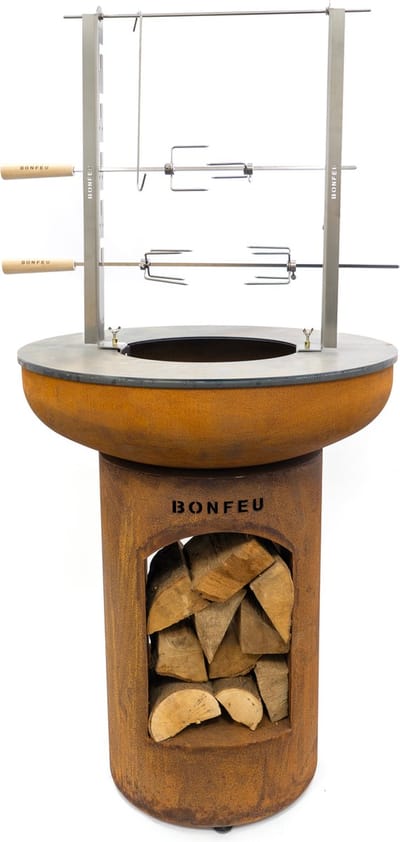 BonFeu Rotisserie Set - Draaispit - BBQ Accessoires - Roestvrij Staal - Perfect voor Gevogelte - Geschikt voor Plancha ø 60, 80 en 100 cm