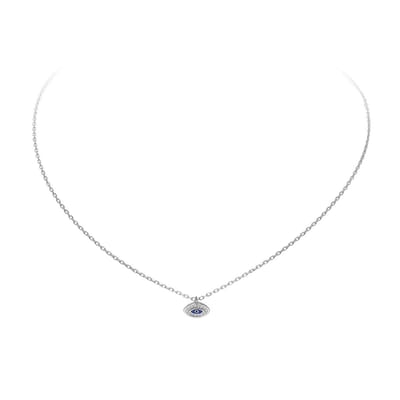 Lovenotes ketting - zilver - gerodineerd - oog van Horus - zirkonia - 42 + 3 cm