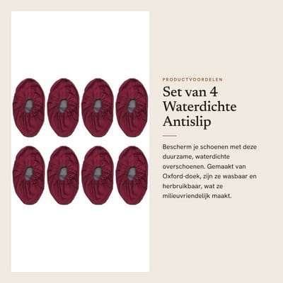 Dailygoods- Overschoenen Waterdicht - Antislip Schoenbeschermers - Wasbaar - Duurzaam - 4 Paar - Bordeauxrood