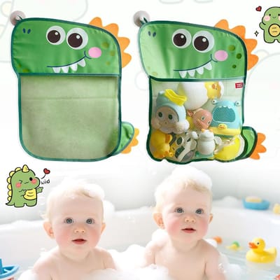 Kindvriendelijke Bad Speelgoedopslag met Sterke Zuignap - Dinosaurusthema voor Bad en Douche, Ruimtebesparend en Organiserend
