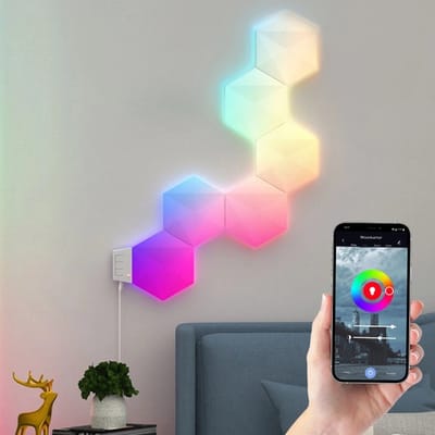 Tuya Hexagon lamp - RGBIC Wand-/tafellamp | 6-pack - Hexagon led panelen - Gaming accessoires - Gaming decoratie - Game kamer decoratie - 16 miljoen kleuren - Bediening met Smart Life App