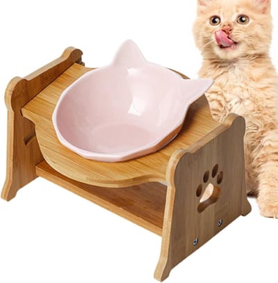 Voerbak Keramiek - Anti-braak bak - Comfortabel eten - Verhoogd en schuin ontwerp - 221 cm hoog - Meerkleurig