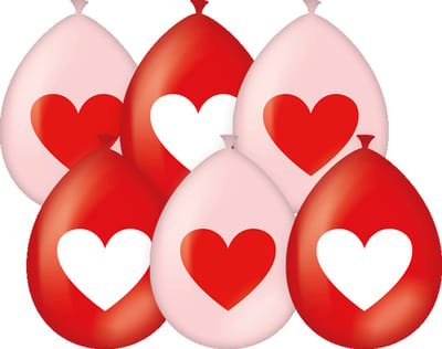 Ballonnen | Thema: Love | Kleur: Rood/ Roze | Aantal: 6 stuks | Diameter: 30cm