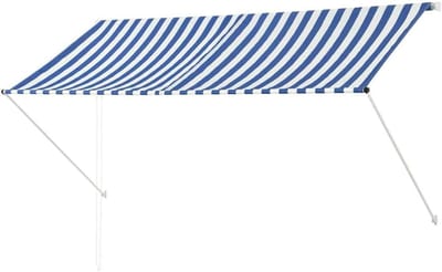Uittrekbare Zonwering - Zonnescherm Luifel - Terras Beschermen - Water UV Weerbestendig - 250 x 150 cm - Blauw Wit