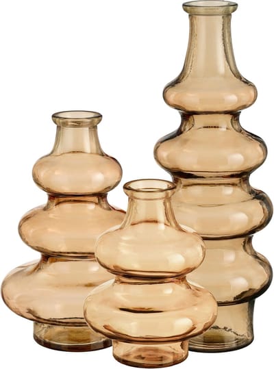 Bloemenvaas Sira - 3x - transparant glas - bruin - 3 maten - vaas - sierlijk model