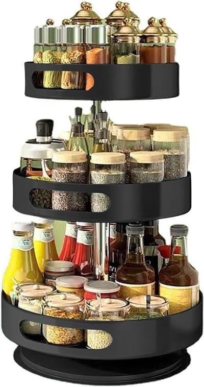 Rotatable Spice Rack Organizer van Carbon Staal, Hoogte Verstelbaar, Ideaal voor Specerijen, Keukenaccessoires en Cosmetica