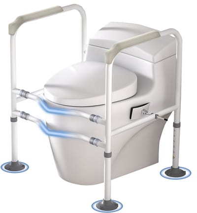 ACXIN Toiletthulp Senioren Verstelbaar 70‑82 cm Met Armleuningen Anti‑Slip Wit 200 kg