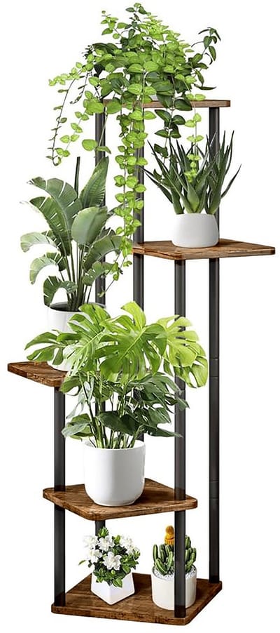 Plantenstandaard binnen - 107x58x58 cm - zwart-bruin