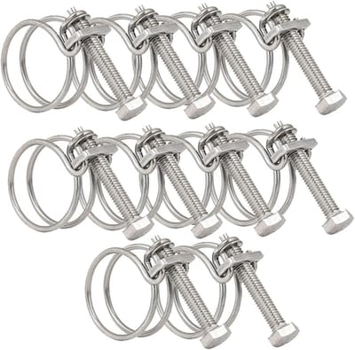 Verstelbare Dubbele Draad Slangklemmen 28mm-32mm, RVS Slangklemmen voor Waterleidingen, 10 Stuks met Diverse Maatopties en Duurzame Bevestiging