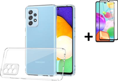 MoDo hoesje Geschikt voor Samsung Galaxy A33 5G - Siliconen Back Cover - Transparant met full screenprotector