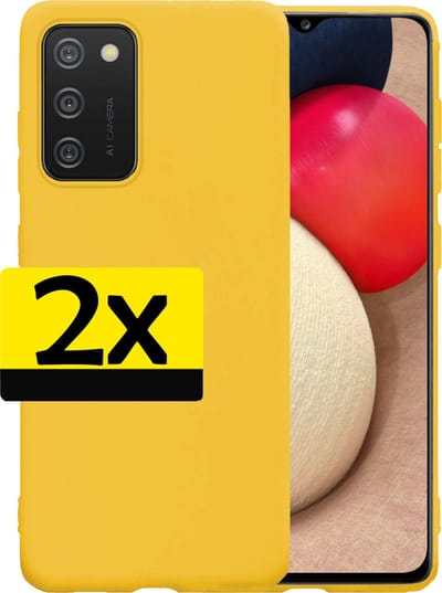 Hoesje - 2 Stuks - Geschikt voor Samsung Galaxy A02s - Sterk & Shockproof - Case Siliconen - Back Cover - Telefoon Hoes - Telefoonhoesjes - Geel