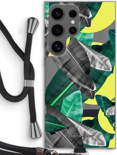 Case Company® - Hoesje met koord geschikt voor Samsung Galaxy S24 Ultra hoesje met Koord - Fantasie jungle - Telefoonhoesje met Zwart Koord - Bescherming aan alle Kanten en Over de Schermrand