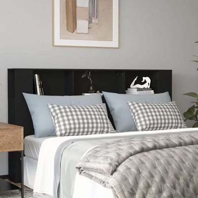 Hoofdeinde met Opbergvakken - Bed Hoofdbord - Slaapkamer Organisatie - Meerlaags Hout - 180 x 185 x 1045 cm - Zwart