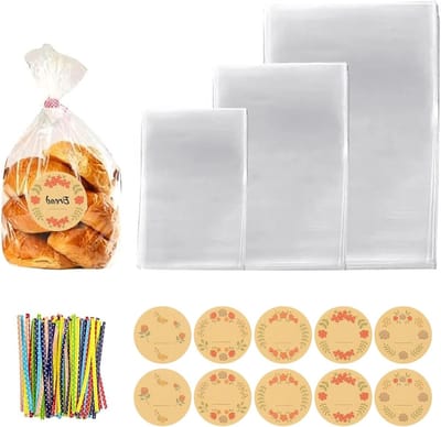 Heldere Cellofaanzakjes in 3 Maten - Voedselveilige OPP Plastic Zakjes met 150 Ribbons en Labels voor Verjaardagen, Feestjes en Snoepgoed