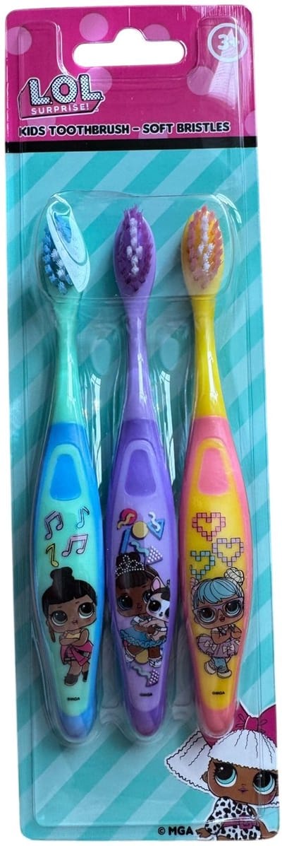 LOL Surprise Tandenborstel Set 3 Stuks – Kinderen – Soft Bristles – 3+ – Kids Toothbrush