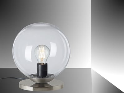 Trango Set van 1 Retro Tafellamp 7010CL *SUN* Glazen Bol Tafellamp in helder incl. 1x E27 LED lamp & kabelschakelaar, vensterbanklamp, bedlampje, bureaulamp, leeslamp