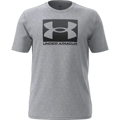 Under Armour UA M BOXED SPORTS UPDATED SS-GRY Heren Sportshirt - Mod Grijs Light Heather - Zwart