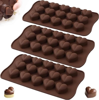 Hartvormige Silicone Bakvorm voor Chocolade - 3 Stuks - Ideaal voor Valentijnsdag, Snoepjes en IJsblokjes maken