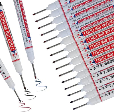Set van 15 onuitwisbare markeerstiften voor bouwplaatsen, diepe gaten, 3 kleuren, 20 mm fijne punt, multifunctioneel voor hout, metaal en plastic