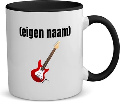 Akyol - rode elektrische gitaar met eigen naam koffiemok - theemok - zwart - Gitaar - muziek liefhebbers - gitaristen - gitaarliefhebbers - verjaardag - cadeau - kado - 350 ML inhoud