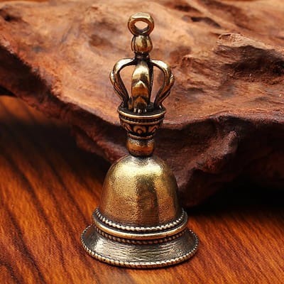 Artisanat en Laiton Clochette Magique Carillon à Vent Cloche Tibétaine en Bronze Pendentif brown