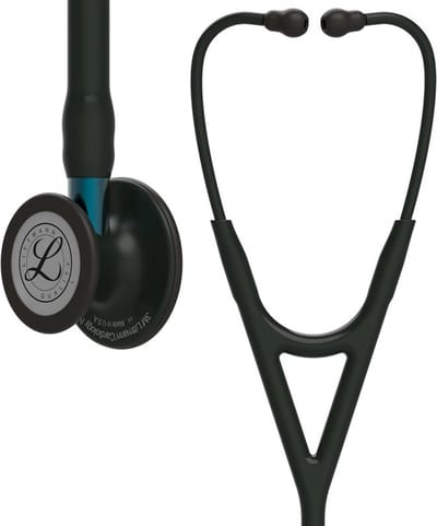 Littmann Cardiology IV Stethoscoop, borststuk met zwarte afwerking, zwarte slang, blauwe steel en zwarte headset, 6201