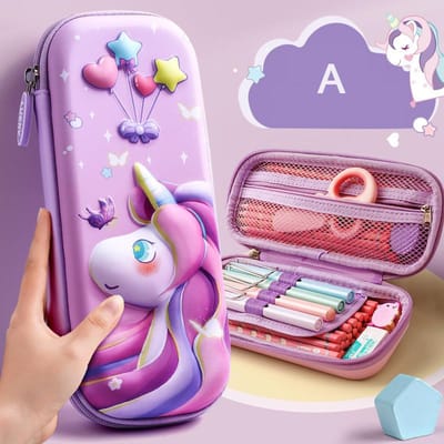 3D EVA Eenhoorn Leuke Etui Cartoon Briefpapier Doos Meisjes Kleur Pennenbakje Student Pen Case Schoolbenodigdheden Geschenken Ipad Case S