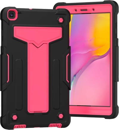 Beschermhoes voor Samsung Galaxy Tab A 8,0 inch 2019 (SM-T290/T295/T297) – 3-laags Hybride Heavy Duty Stootvaste Full Body Armor Hoes met Standaard – Zwart/Roze