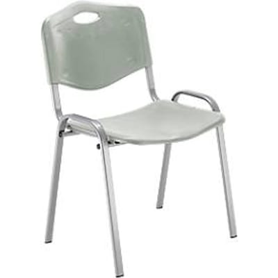Nowy Styl bezoekersstoel ISO 4L, H 470 mm x B 460 mm x D 410 mm, kunststof, met stalen onderstel, krasbestendige poten, stapelbaar, aluminiumgrijs