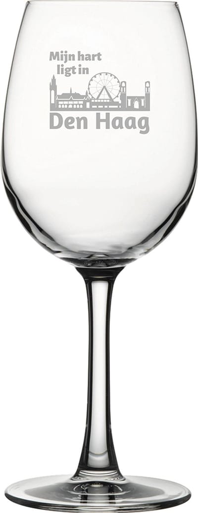 Gegraveerde witte wijnglas 36cl Den Haag