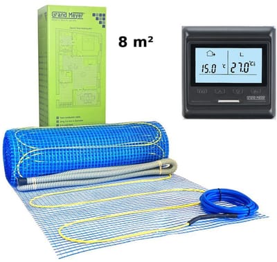 Elektrische vloerverwarmingsset 8 m², 170 W/m² + HW800 Thermostaat, Grand Meyer