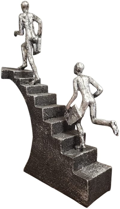 sculptuur zakelijke successen boeken doe je samen - 5x23x25 cm - zilver grijs - polyresin