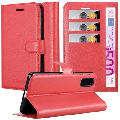 Cadorabo Hoesje geschikt voor Samsung Galaxy S20 in KARMIJN ROOD - Beschermhoes met magnetische sluiting, standfunctie en kaartvakje Book Case Cover Etui