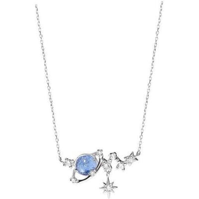925 Sterling Zilver Planeet Ster Bedel Ketting Creatief Elegant Sleutelbeen Ketting Feest Sieraden voor Vrouwen Meisjes Choker Dz603 white