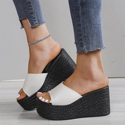 Vrouwen Platform Strand Slippers Hoge Hakken Wedges Sandalen Zomerschoenen Nieuwe Vrouwen Schoenen Dikke Slides Sexy Pumps Fad Flip Flops 42 brown