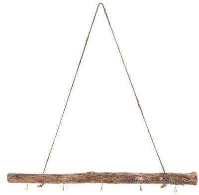 mit Herz Decoratieve tak, met 5 haken en touw om op te hangen, hangtak, raamdecoratie, deurdecoratie, raamhanger, 50 cm