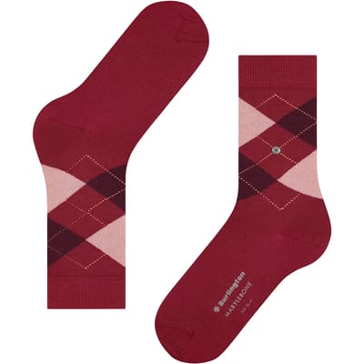 Burlington Marylebone gedessineerd wol sokken dames rood - maat 36-41