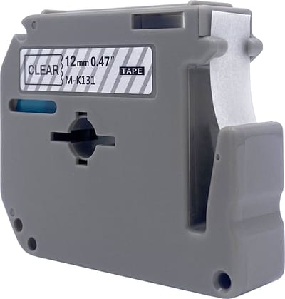 DULA Brother Compatible label tape- M-K131 - 1 cassette - Brother P-Touch - Zwart op transparant - 12mm x 8m