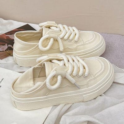 Canvas Schoenen Kinderen Lente en Herfst Nieuw Ins Trendy Dikgezoolde Veelzijdige Student Vrije Tijd Sportschoenen 37 beige