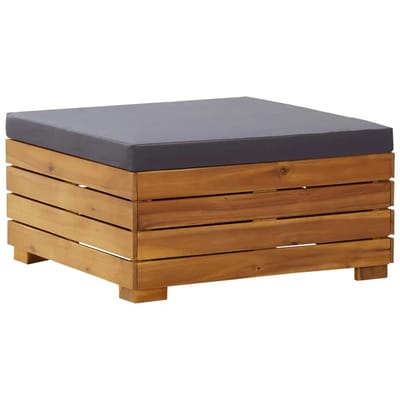 vidaXL - Tuintafel - en - voetensteun - met - kussen - massief - acaciahout