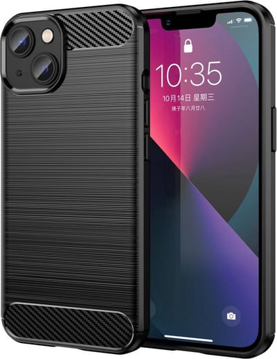 Peachy Carbon Armor TPU hoesje geschikt voor iPhone 14 - zwart
